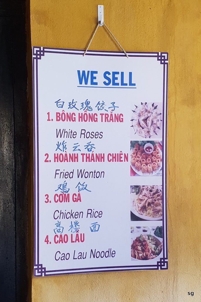 carte restaurant Hoi An