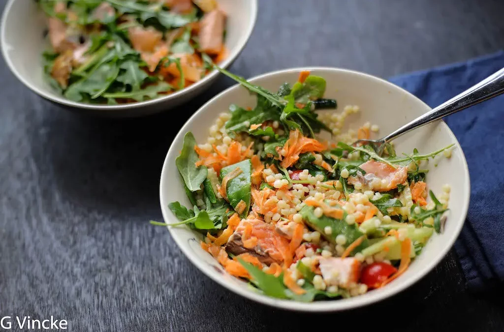 Salade de couscous perlé au saumon