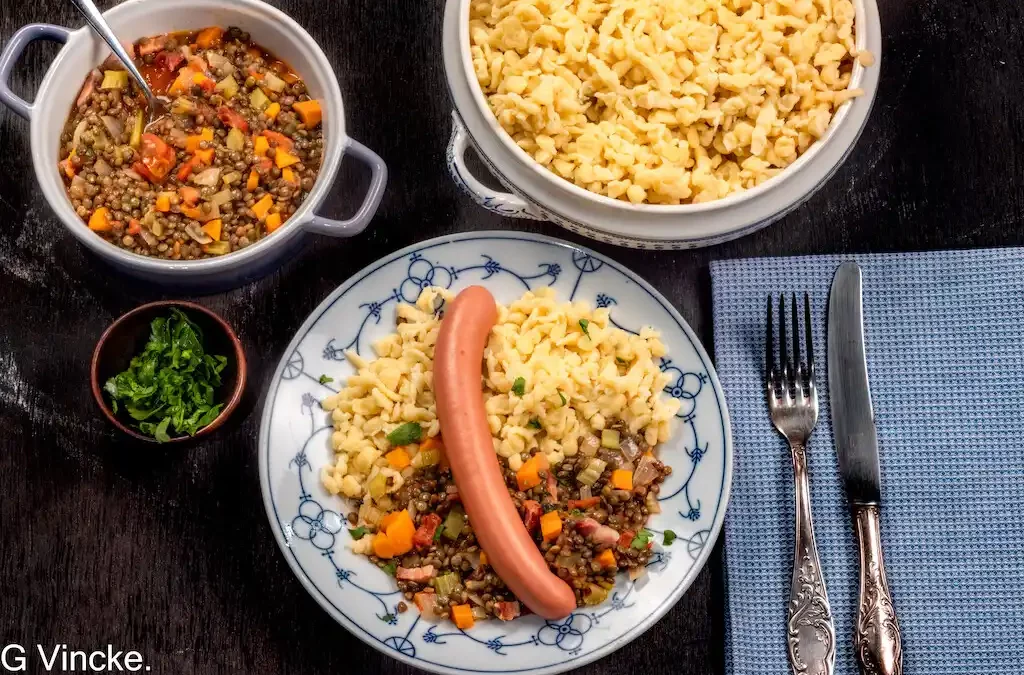 Linsen mit spätzle
