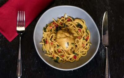 Sopa seca de gallina