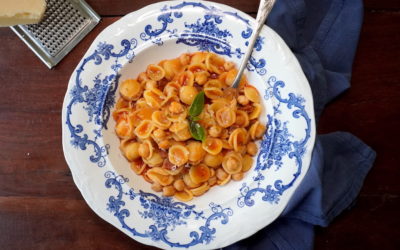 Pâtes courtes au chorizo et pois chiches