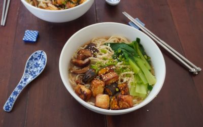 Ramen à la kabocha et tofu grillés